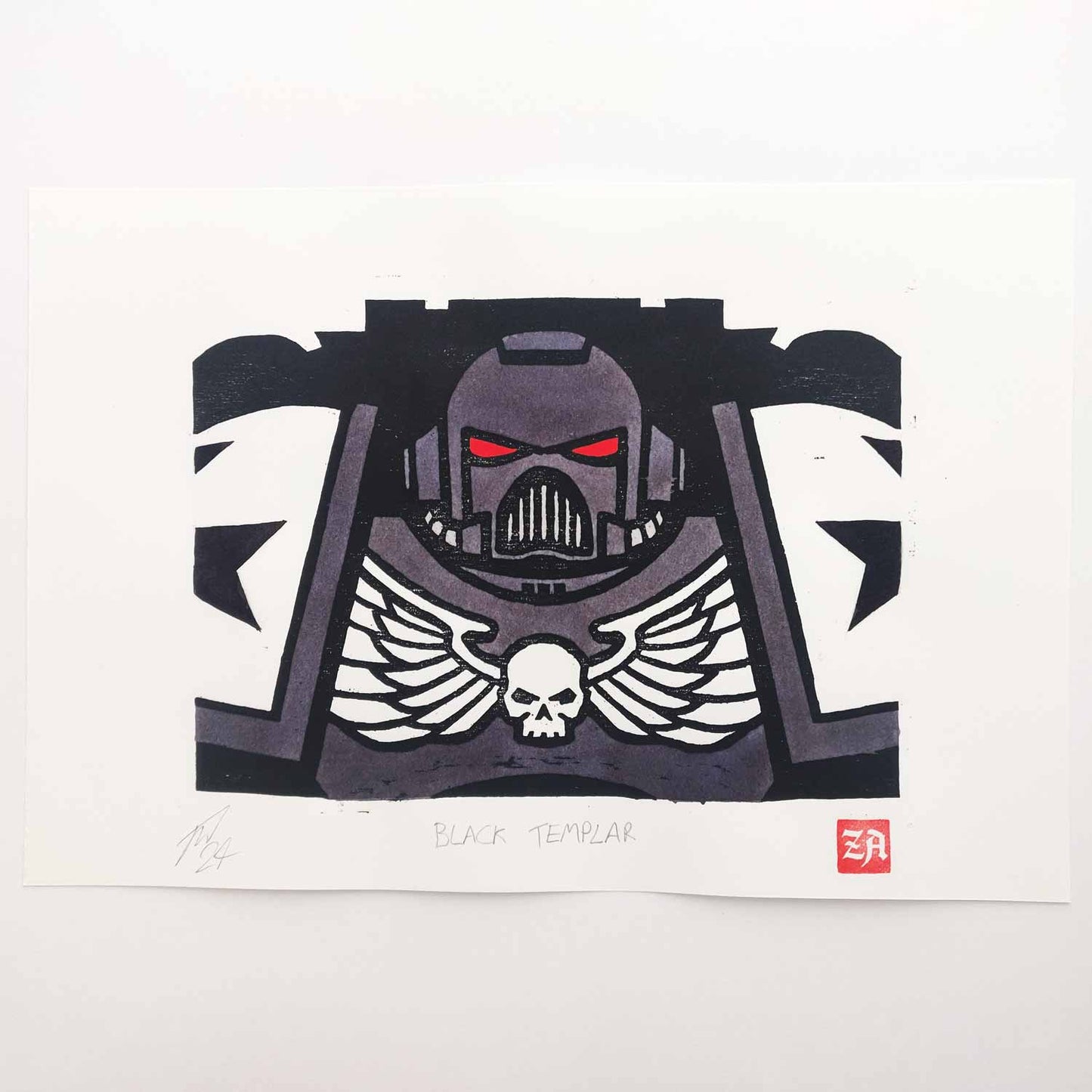 Space Marine - woodcut print