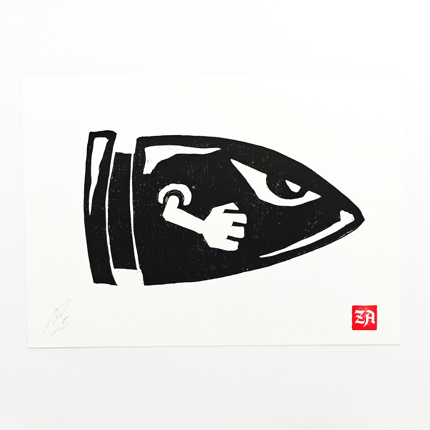 Bullet Bill - woodcut print