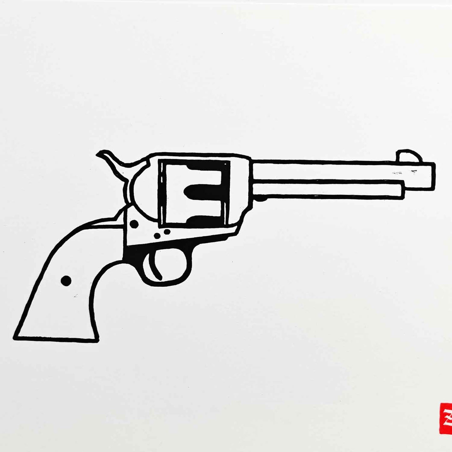 Colt Revolver - woodcut print