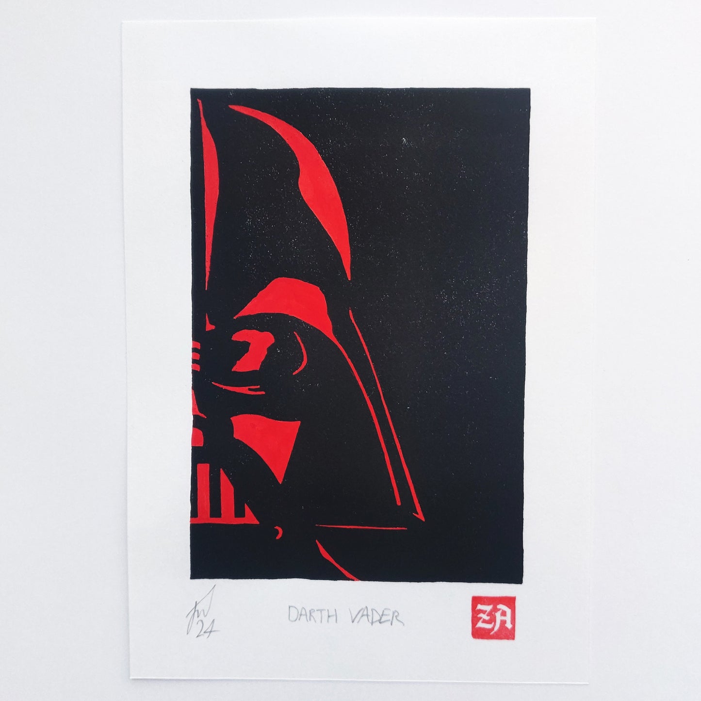 Darth Vader - woodcut print