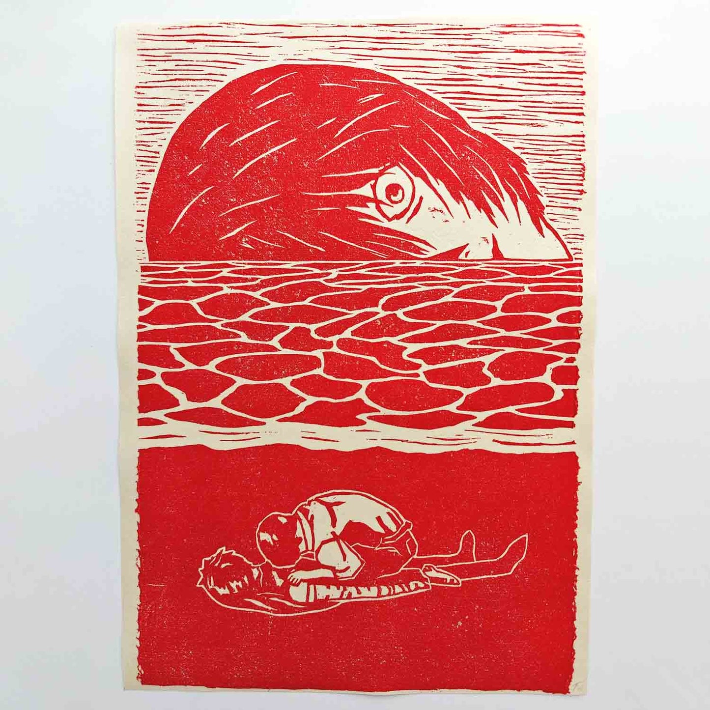 The End of Evangelion - woodcut print