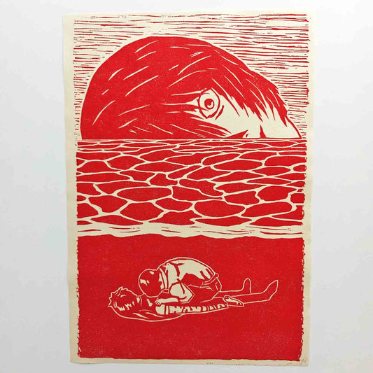 The End of Evangelion - woodcut print