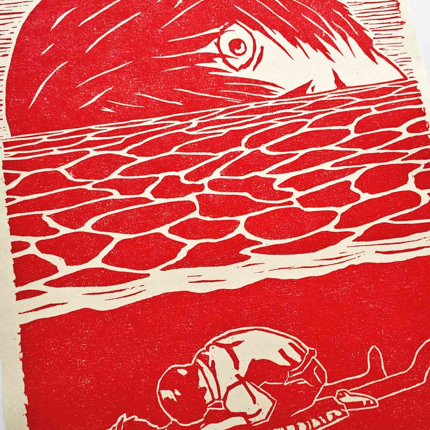 The End of Evangelion - woodcut print