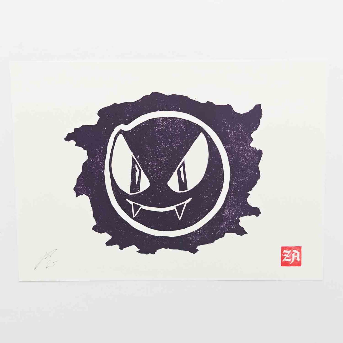 Gastly - woodcut print