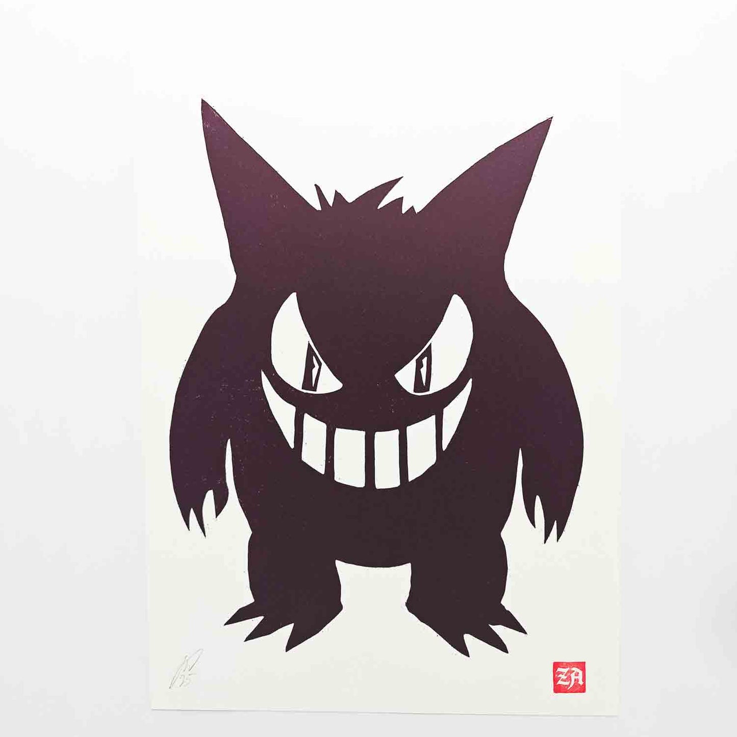 Gengar - woodcut print