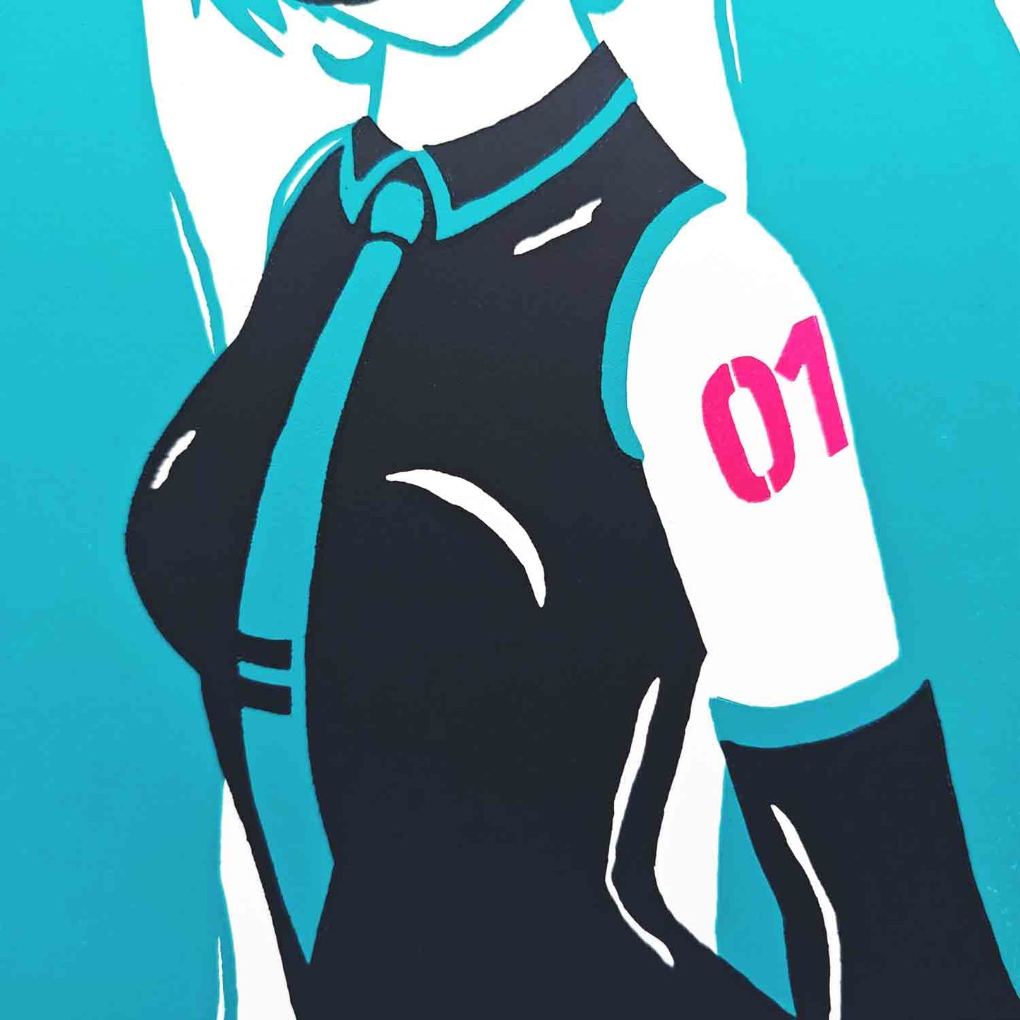 Hatsune Miku - woodcut print