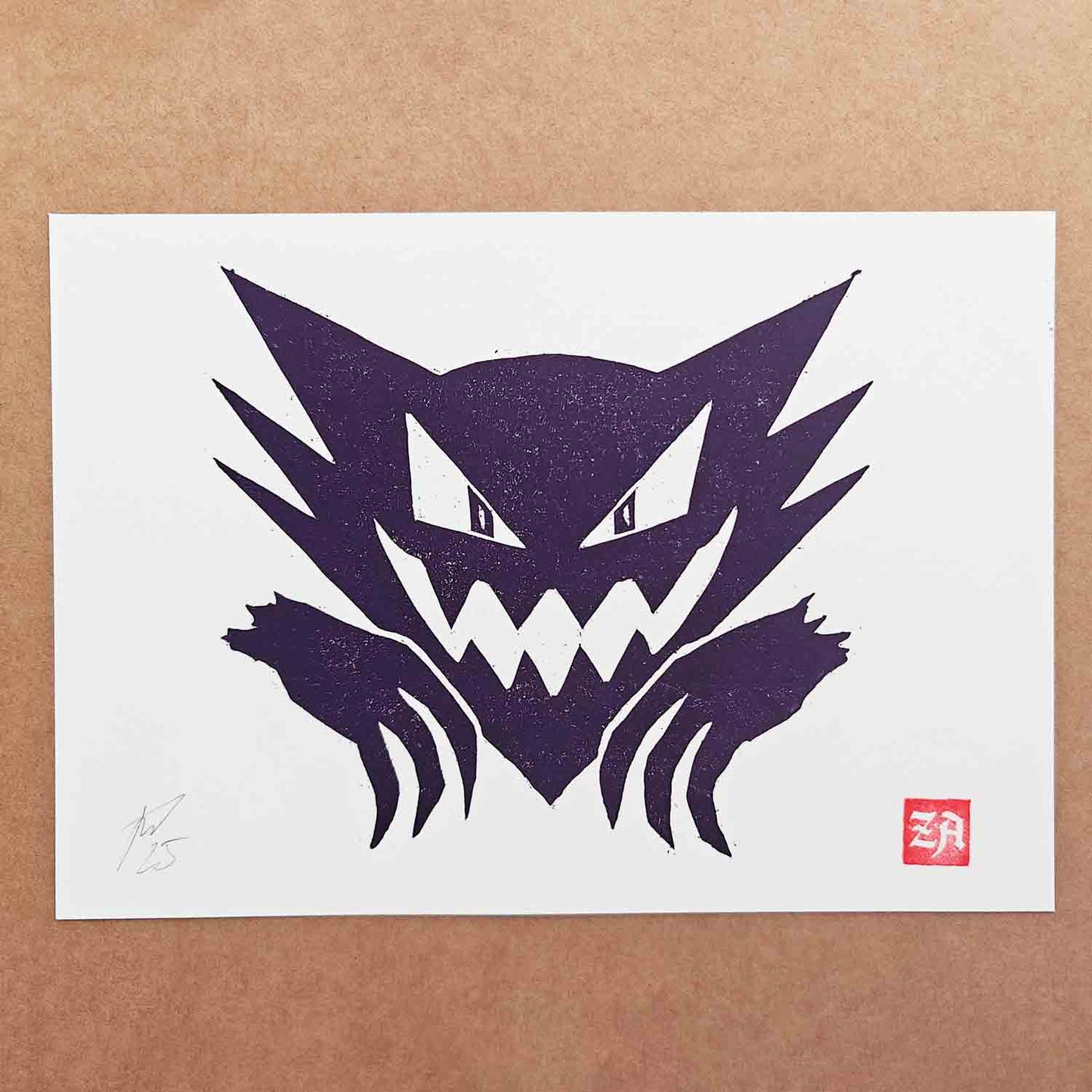 Haunter - woodcut print