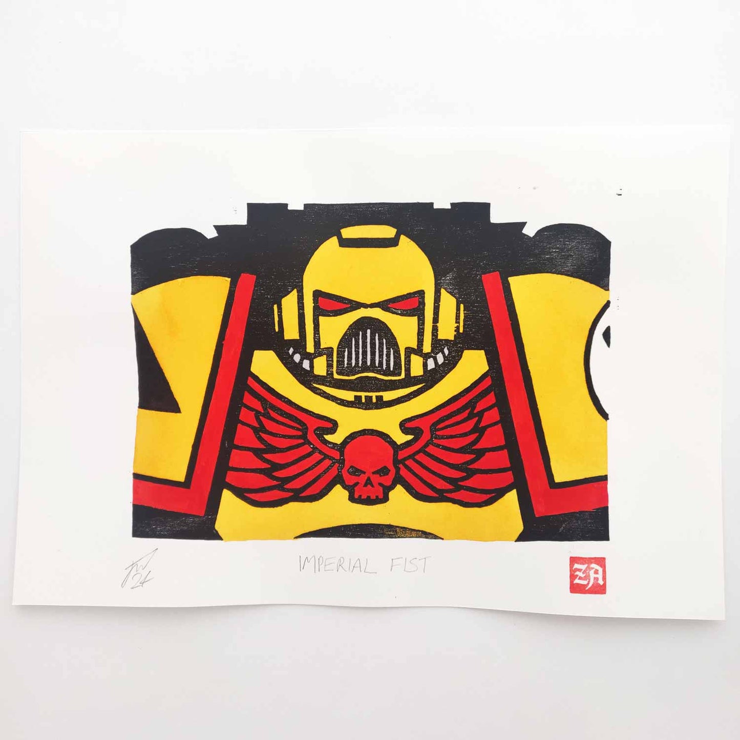 Space Marine - woodcut print