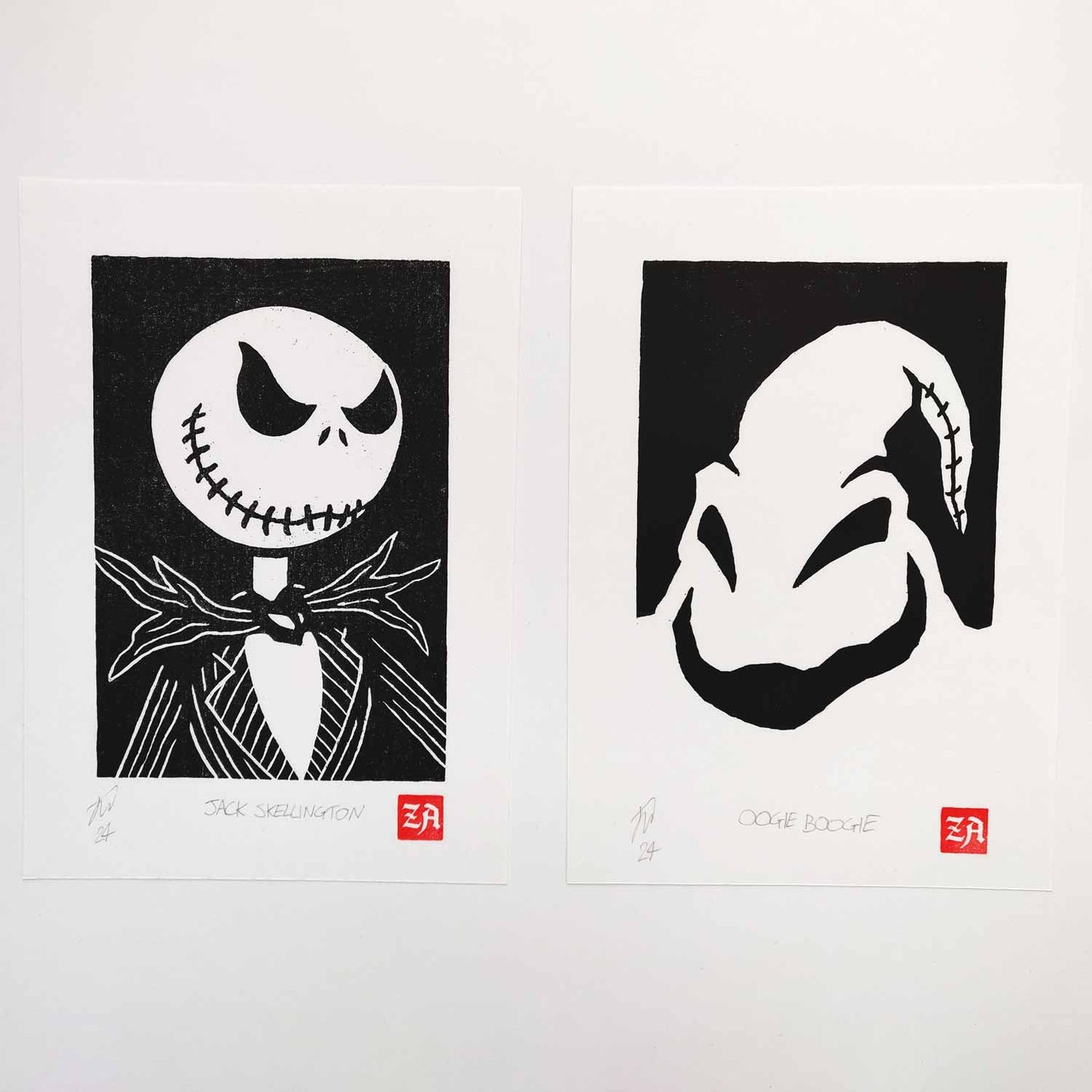 Oogie Boogie - woodcut print