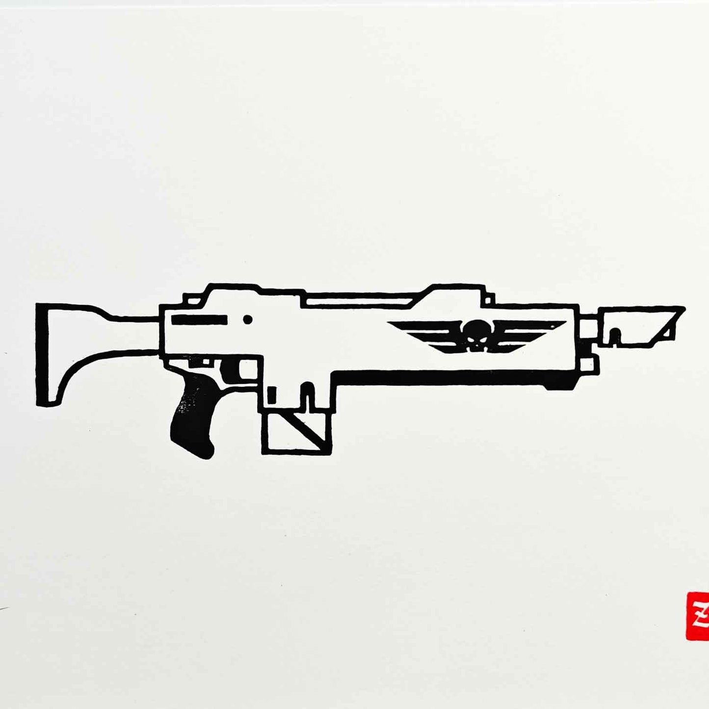 Lasgun - woodcut print