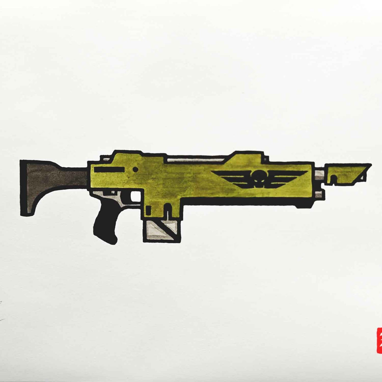 Lasgun - woodcut print