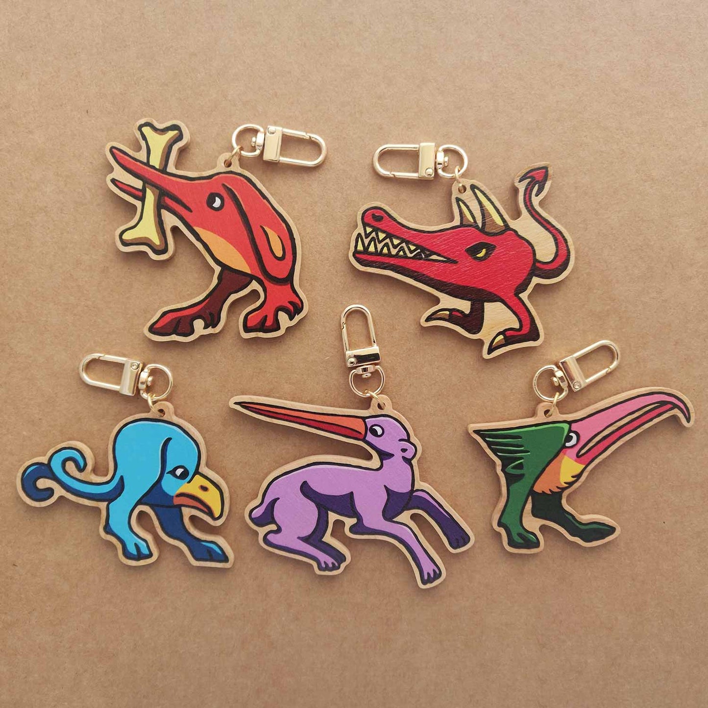 Medieval Marginalia - wooden keychains