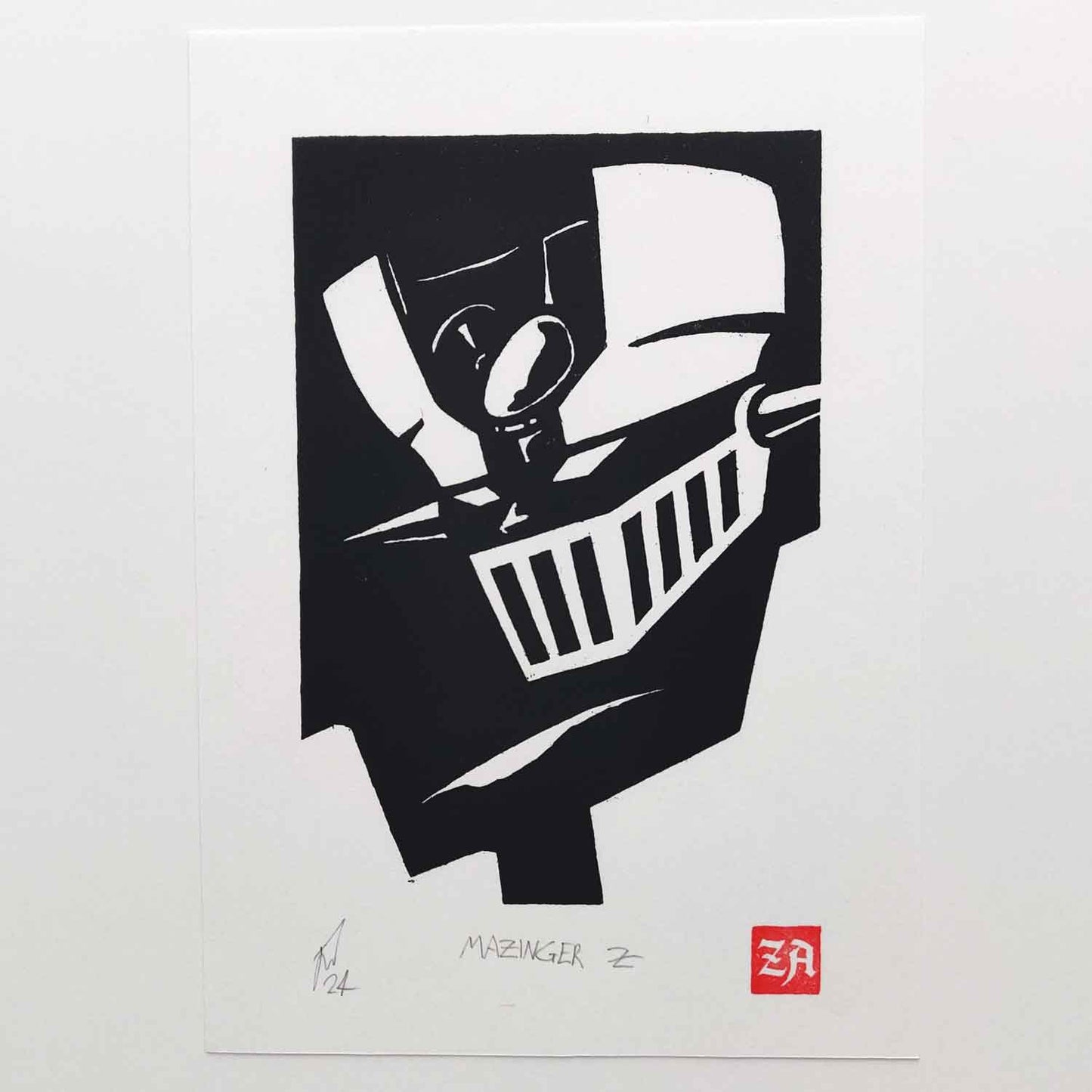 Mazinger Z - woodcut print