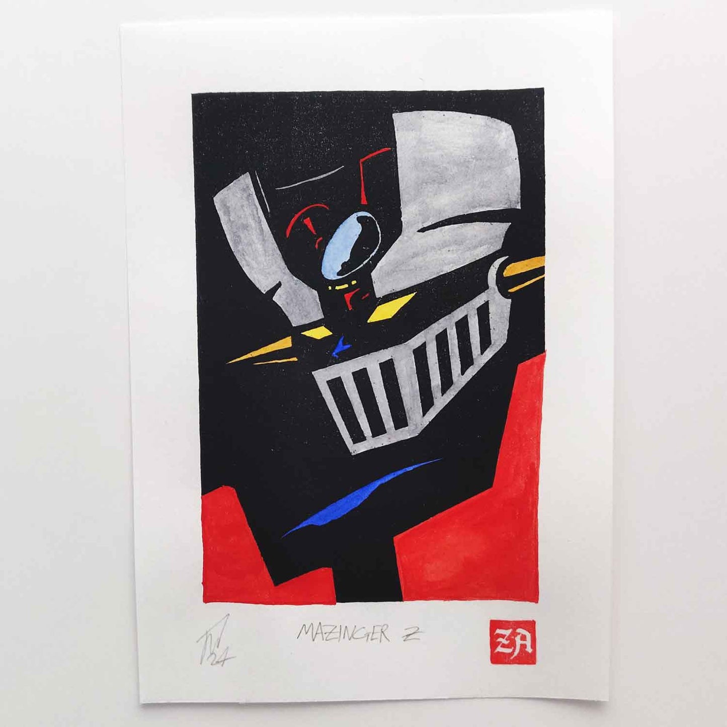 Mazinger Z - woodcut print