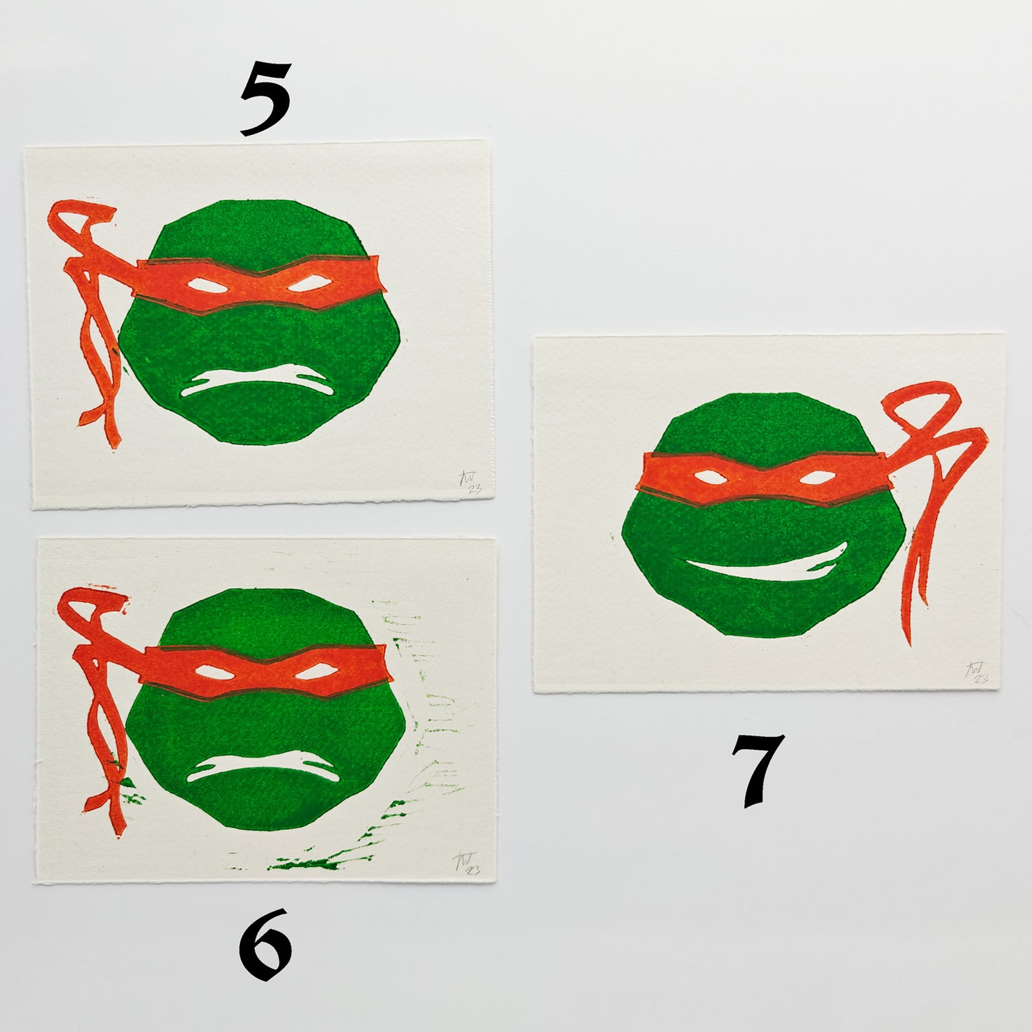TMNT Michelangelo - woodcut print