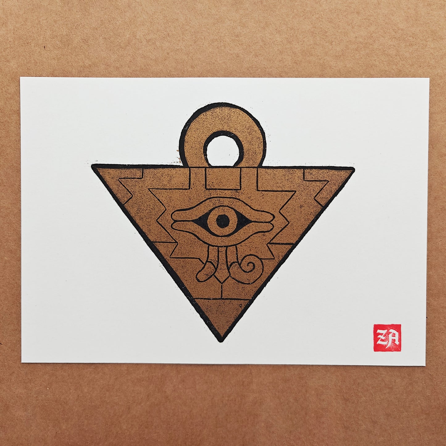 Millennium Puzzle - woodcut print