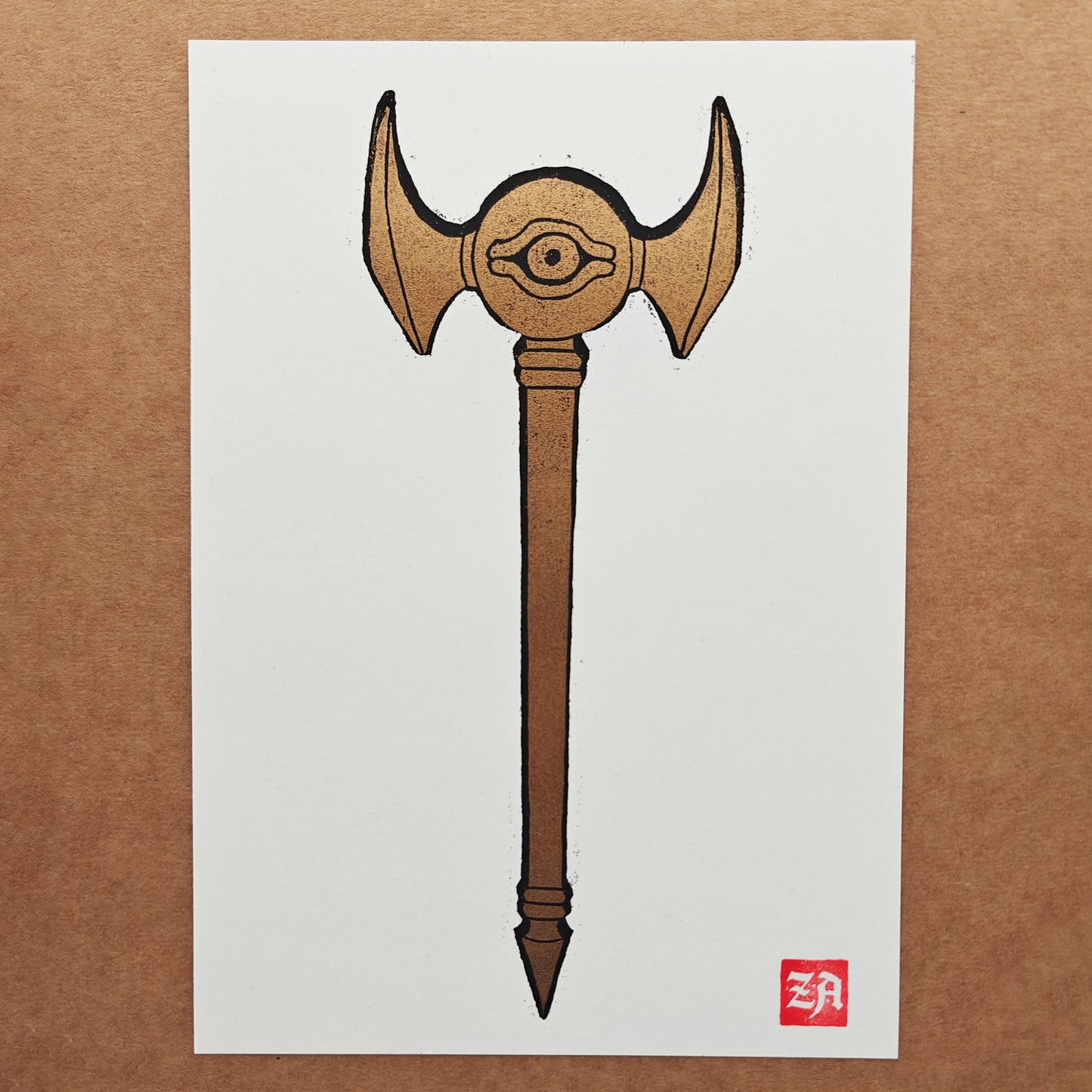 Millennium Rod - woodcut print