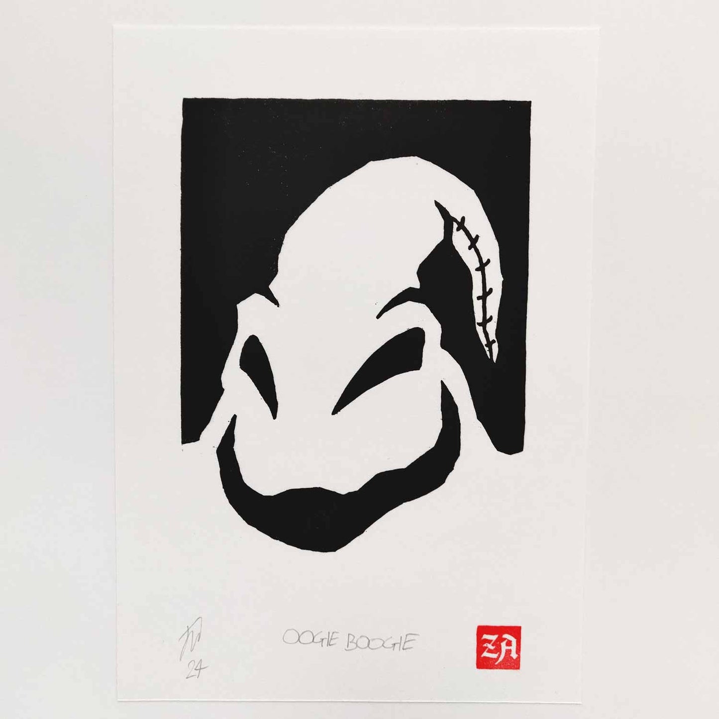 Oogie Boogie - woodcut print