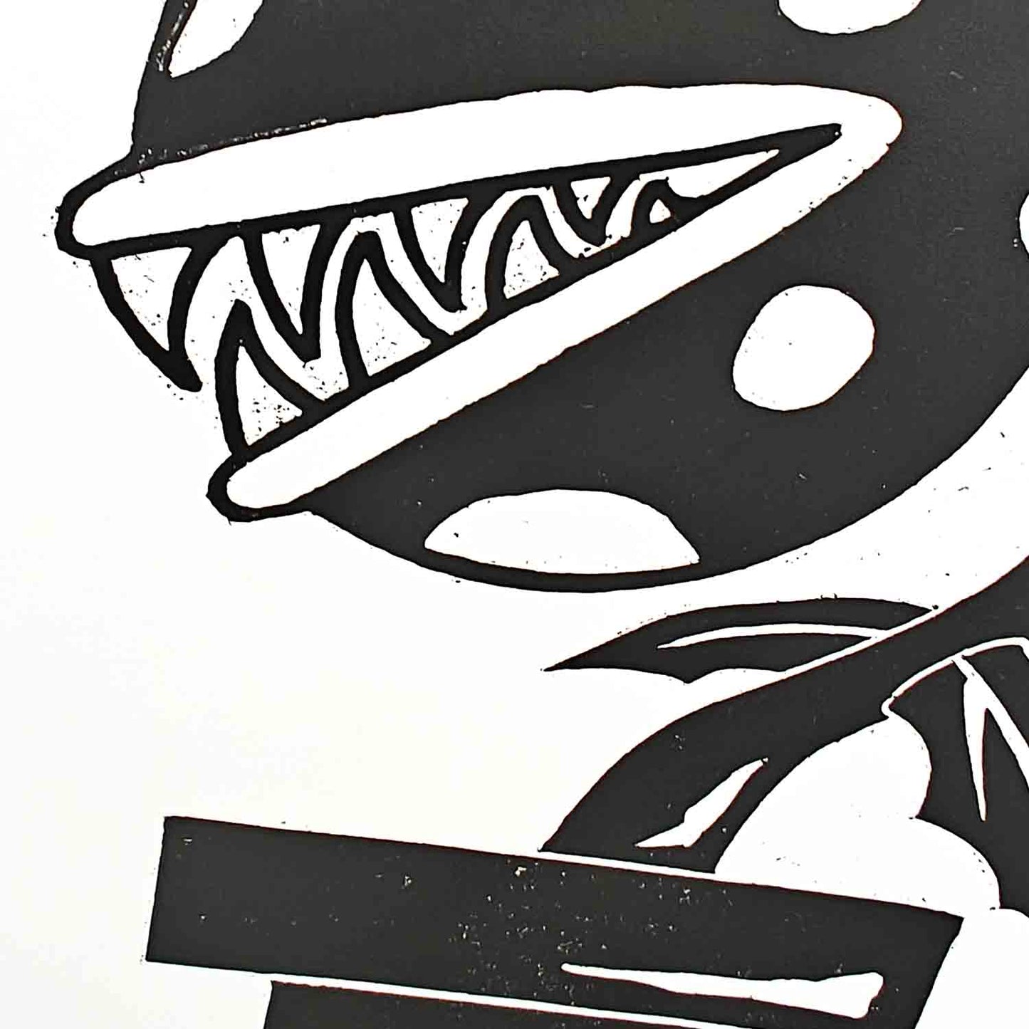 Piranha Plant - woodcut print