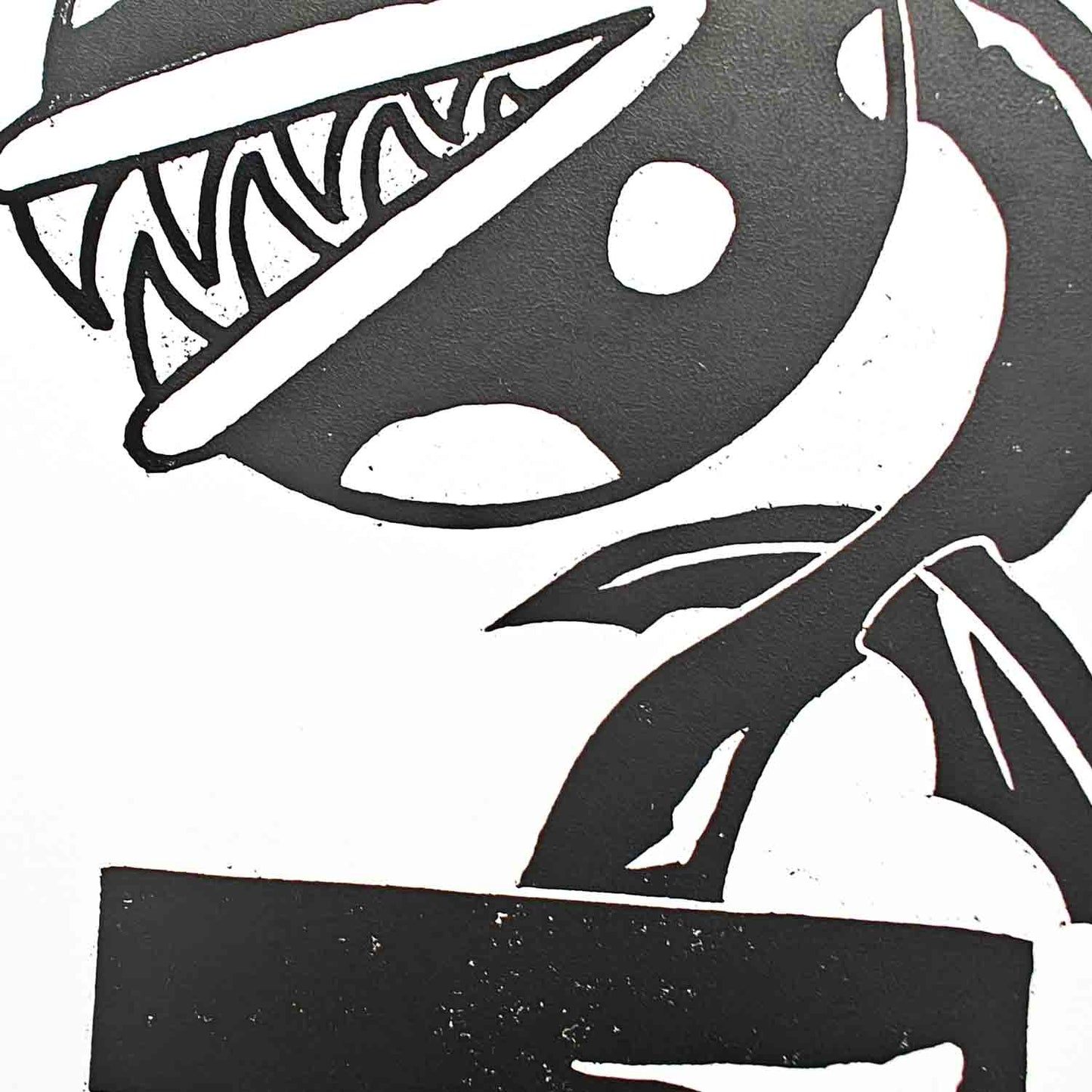 Piranha Plant - woodcut print