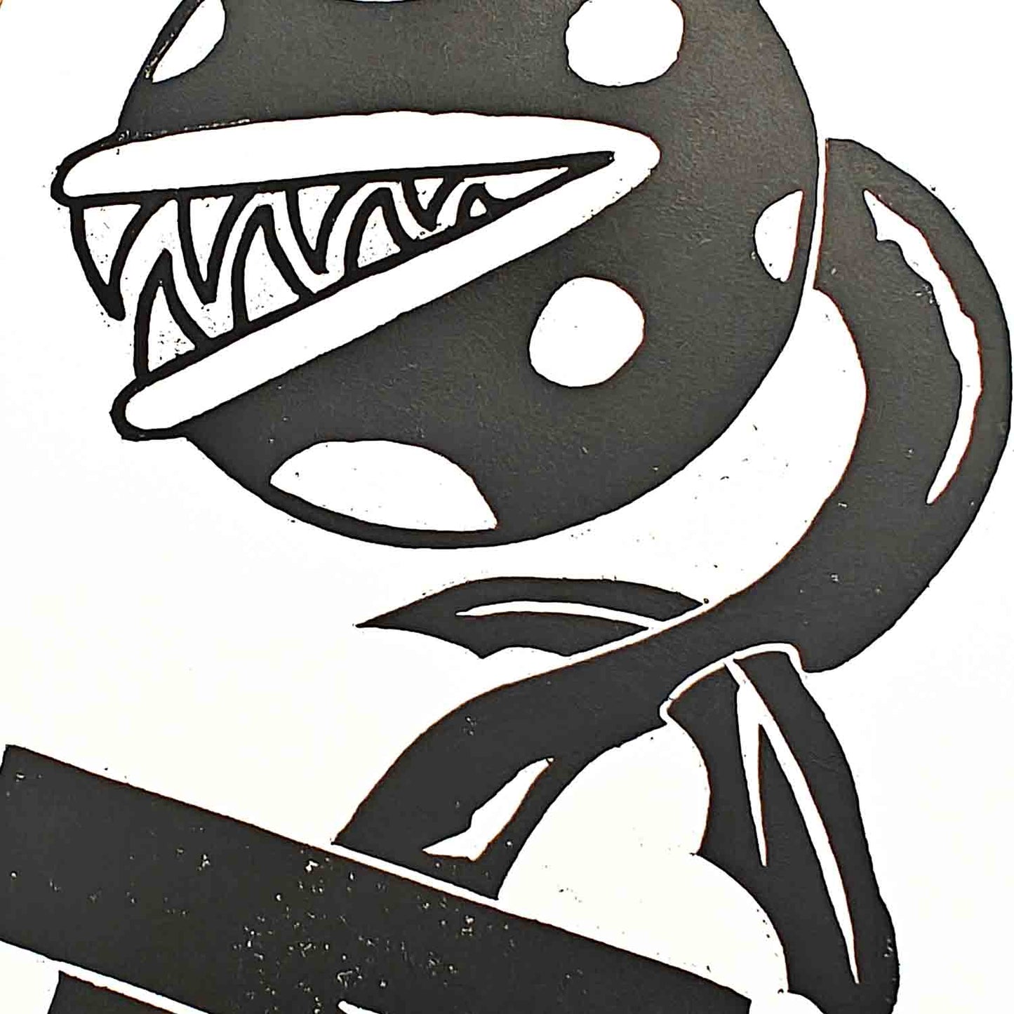 Piranha Plant - woodcut print
