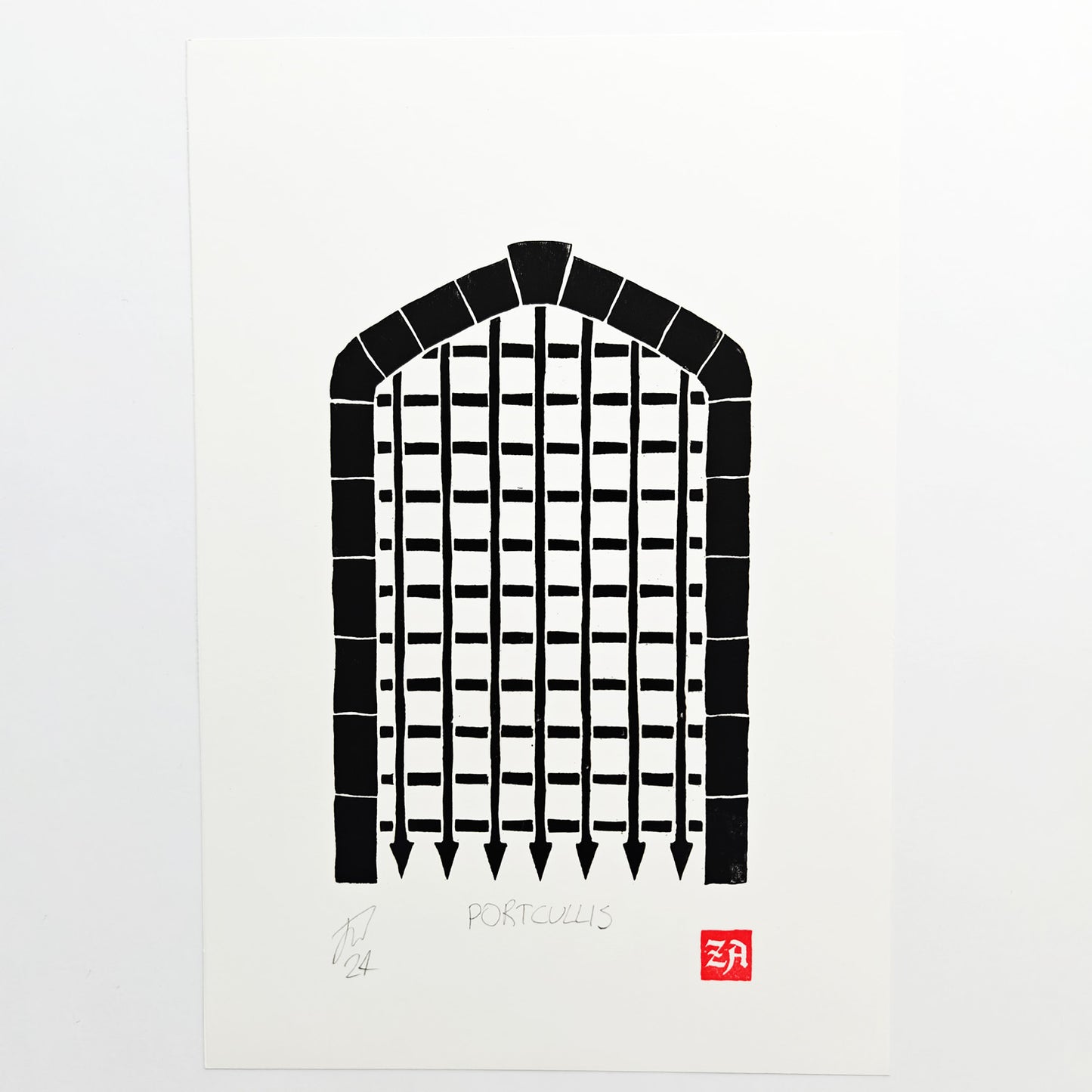 Portcullis - woodcut print