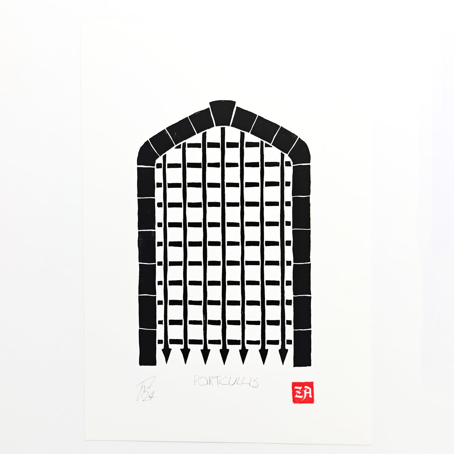 Portcullis - woodcut print