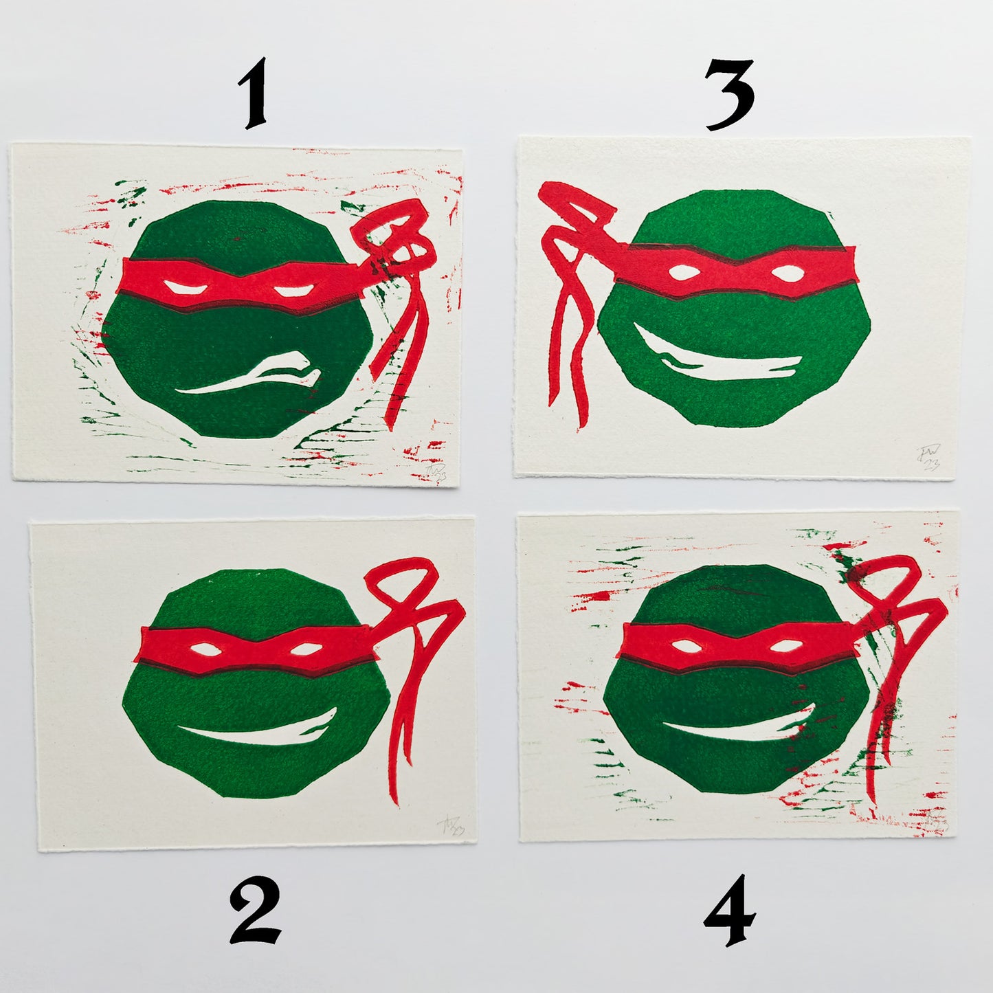 TMNT Raphael - woodcut print