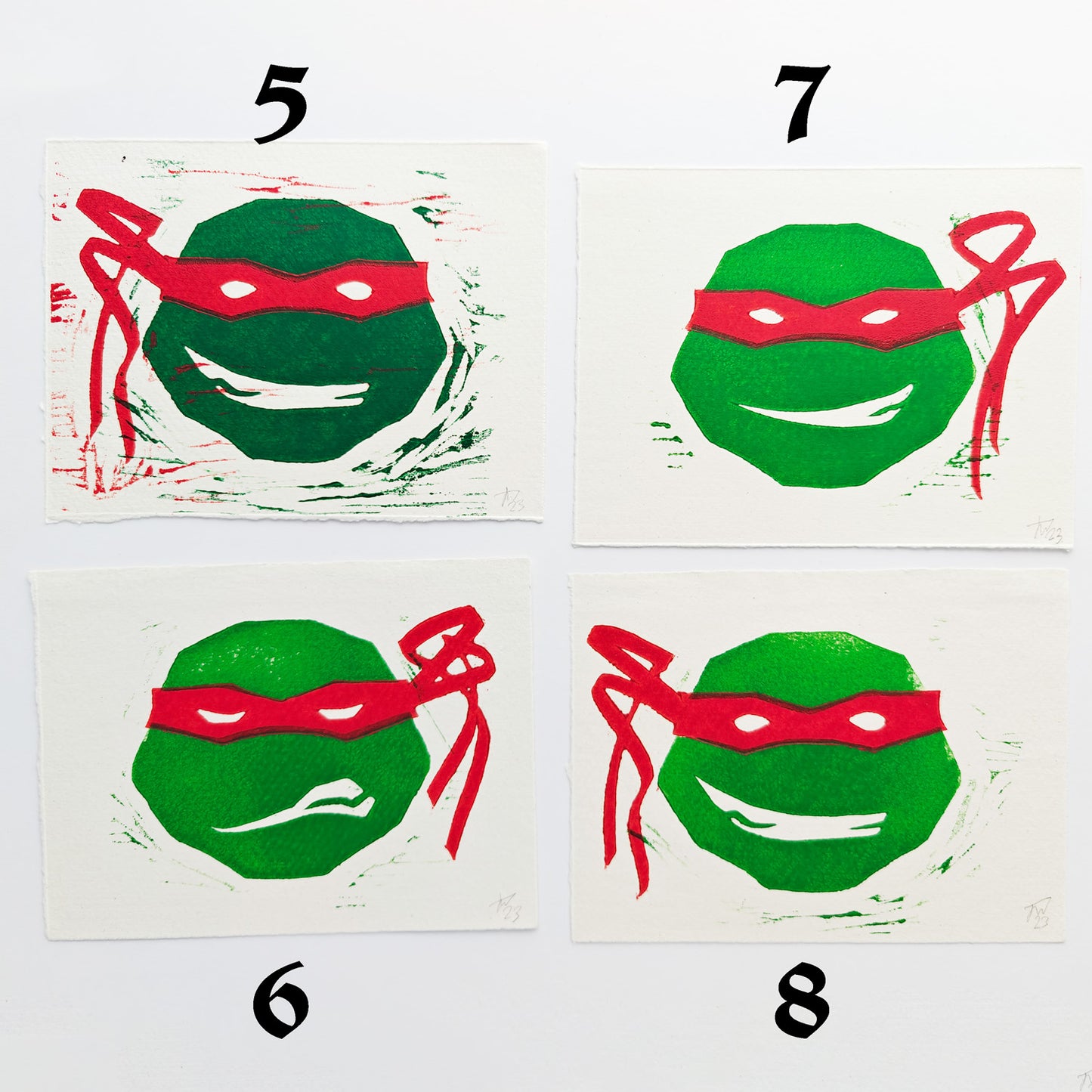 TMNT Raphael - woodcut print