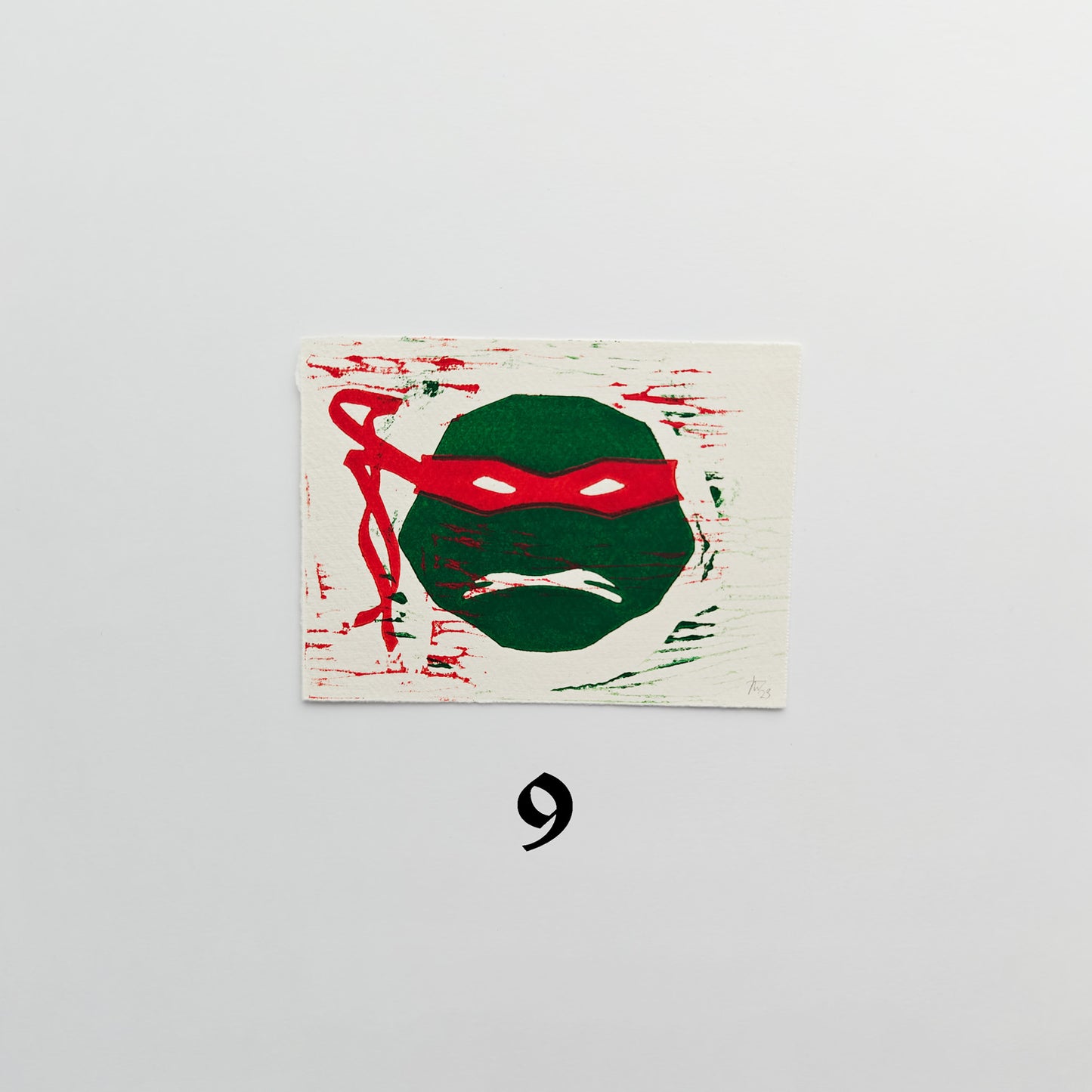 TMNT Raphael - woodcut print