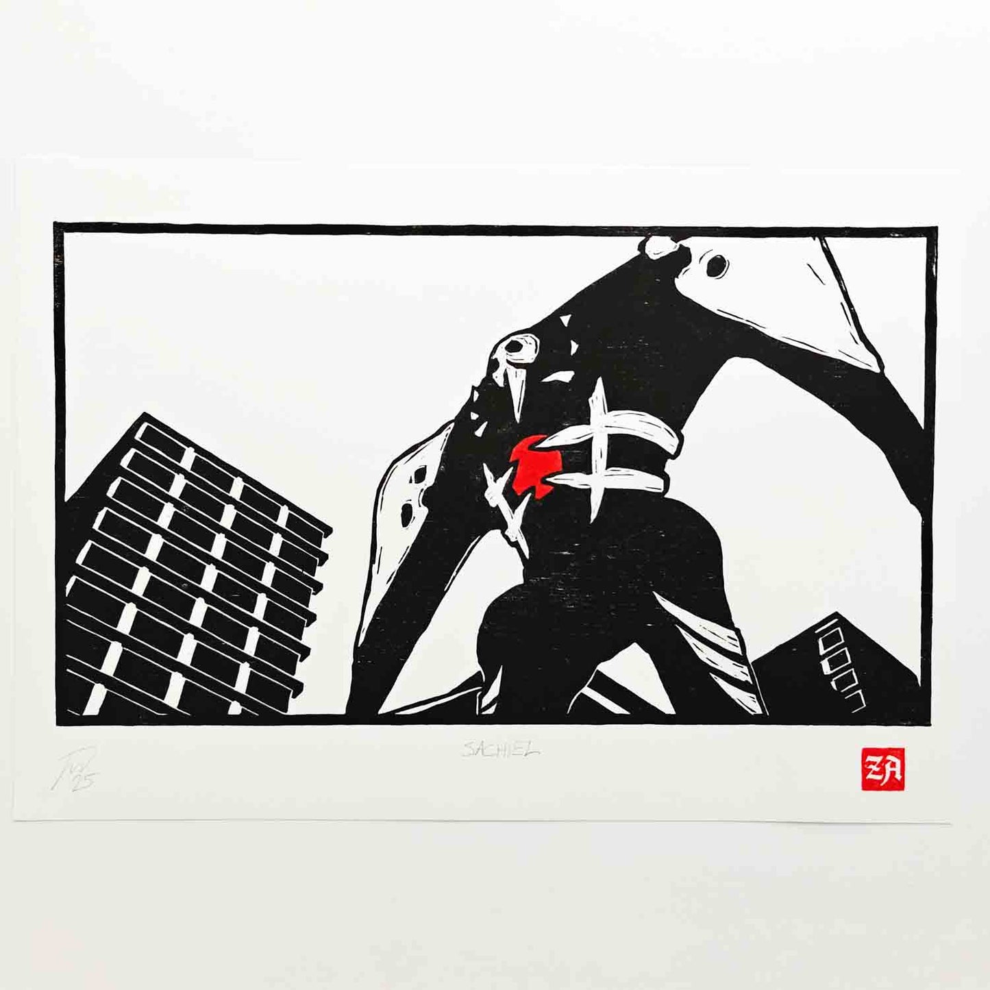 Sachiel - woodcut print