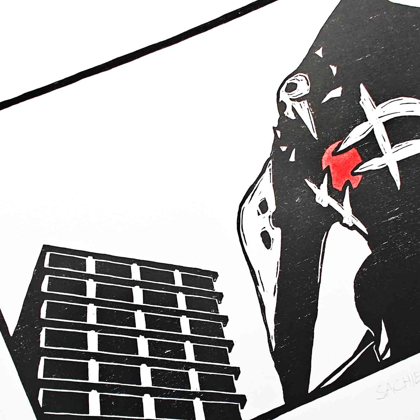 Sachiel - woodcut print