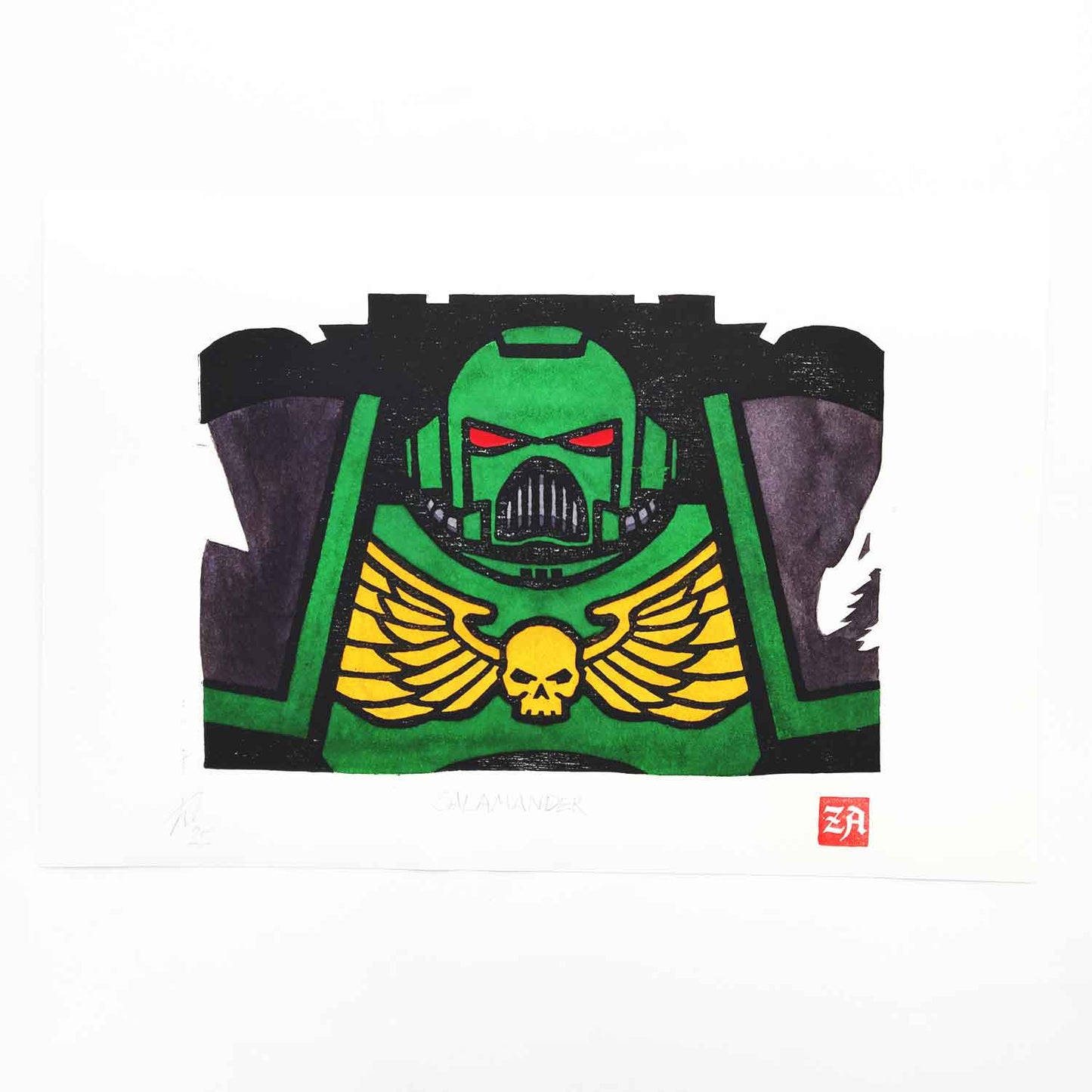 Space Marine - woodcut print