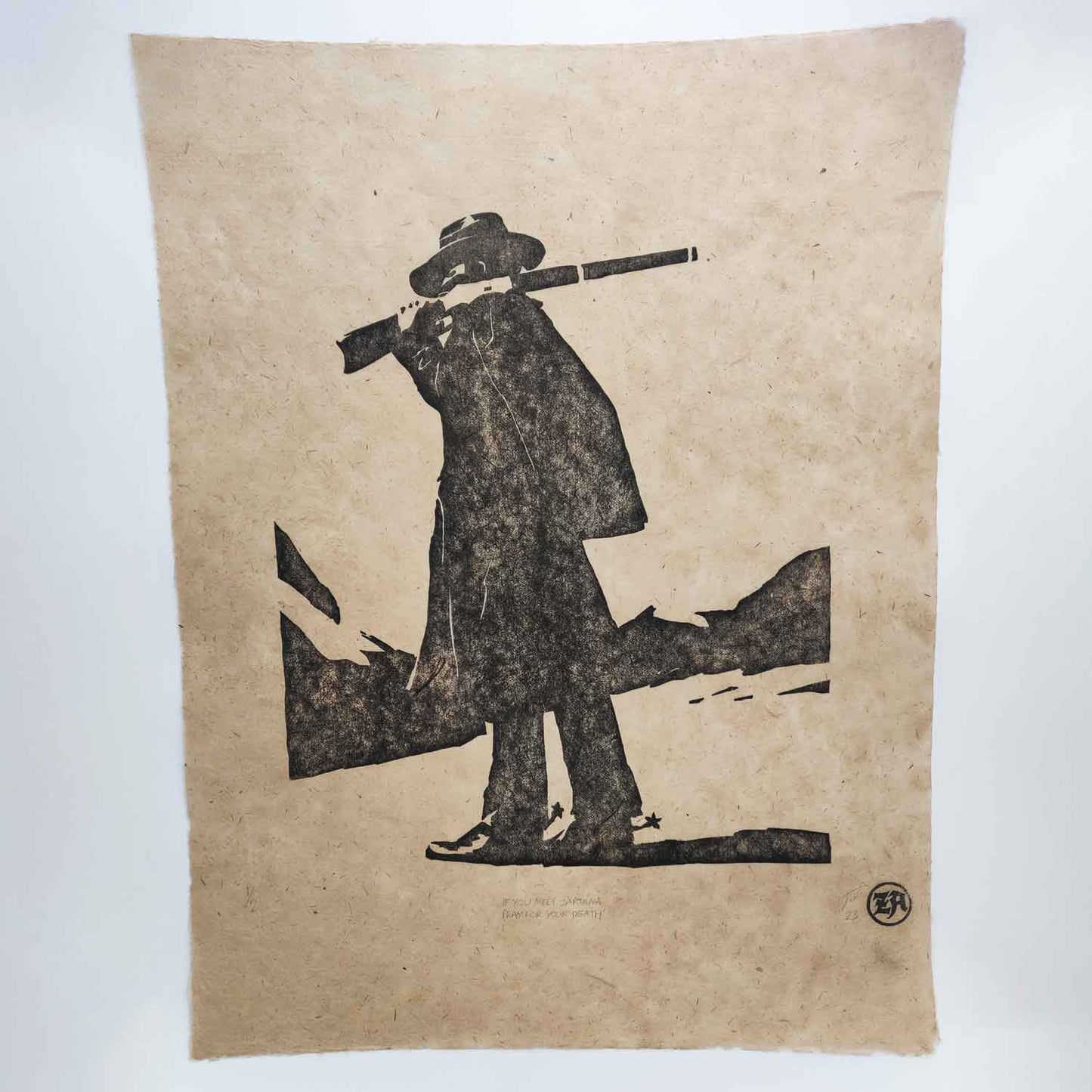 If You Meet Sartana Pray for Your Death - woodcut print