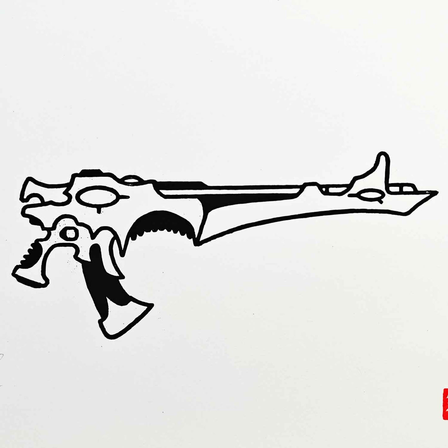 Shuriken Catapult - woodcut print