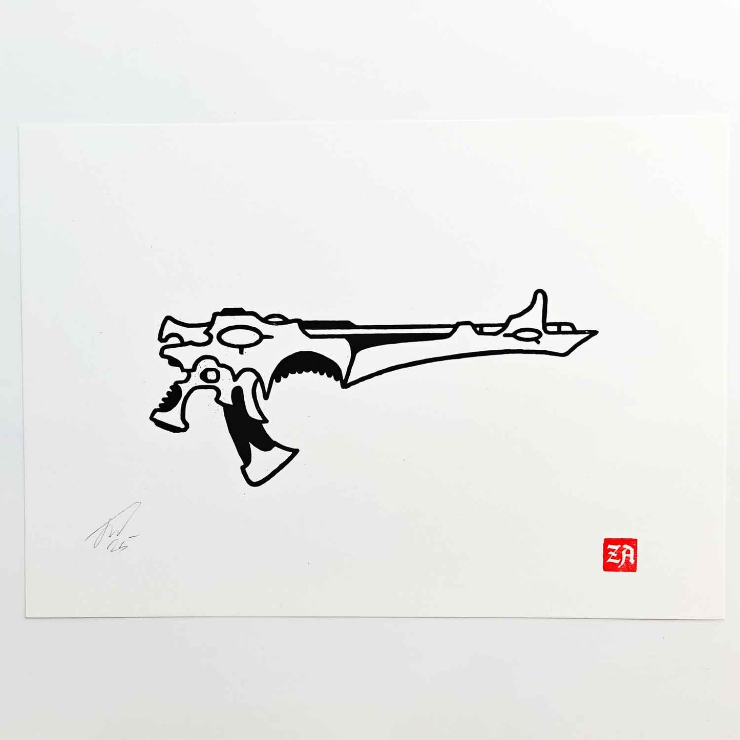Shuriken Catapult - woodcut print