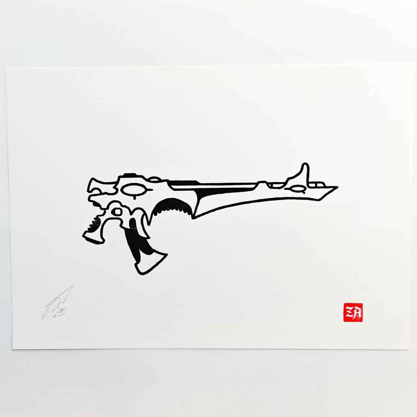 Shuriken Catapult - woodcut print