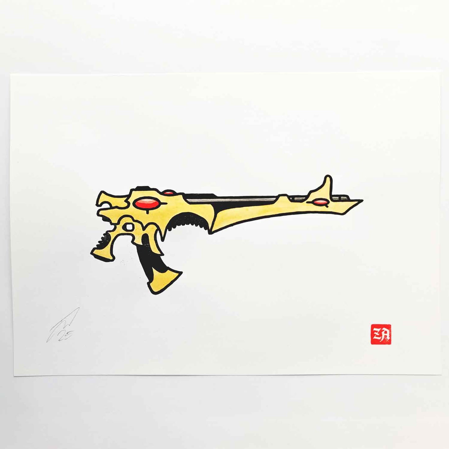 Shuriken Catapult - woodcut print