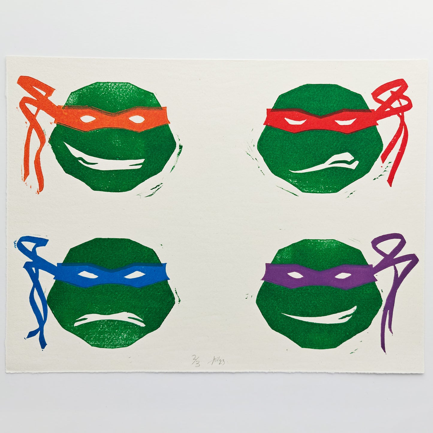 TMNT - woodcut print