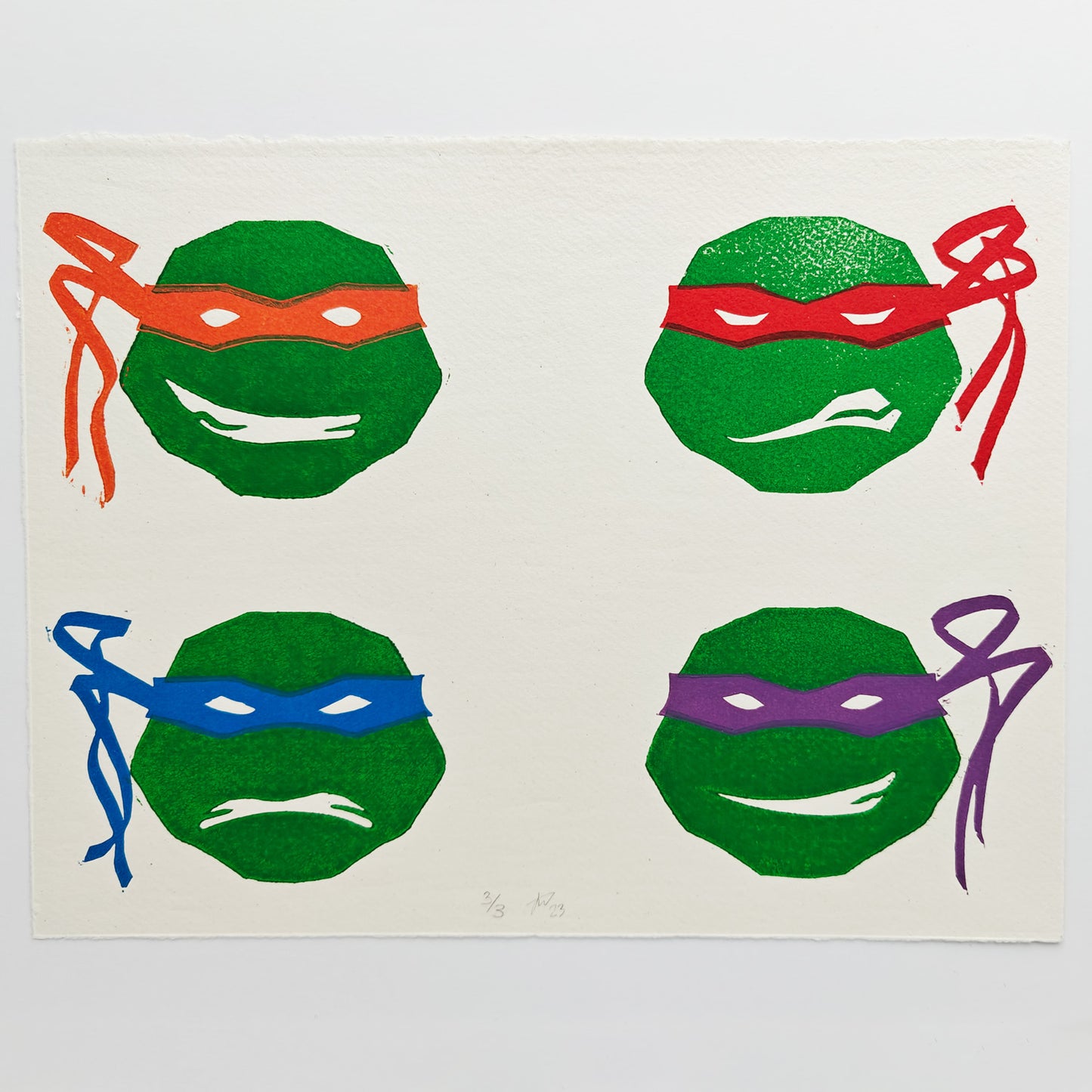 TMNT - woodcut print