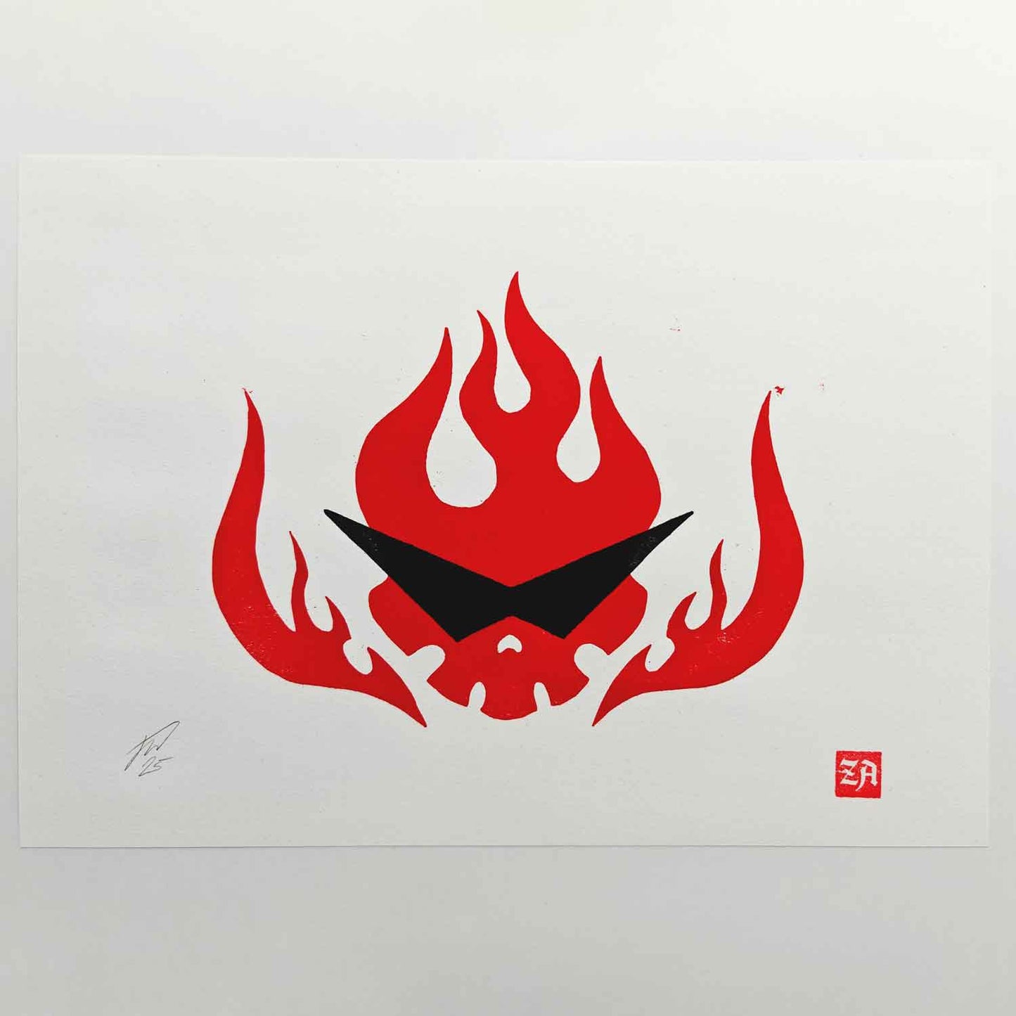 Gurren Lagann Team Dai-Gurren Logo - woodcut print