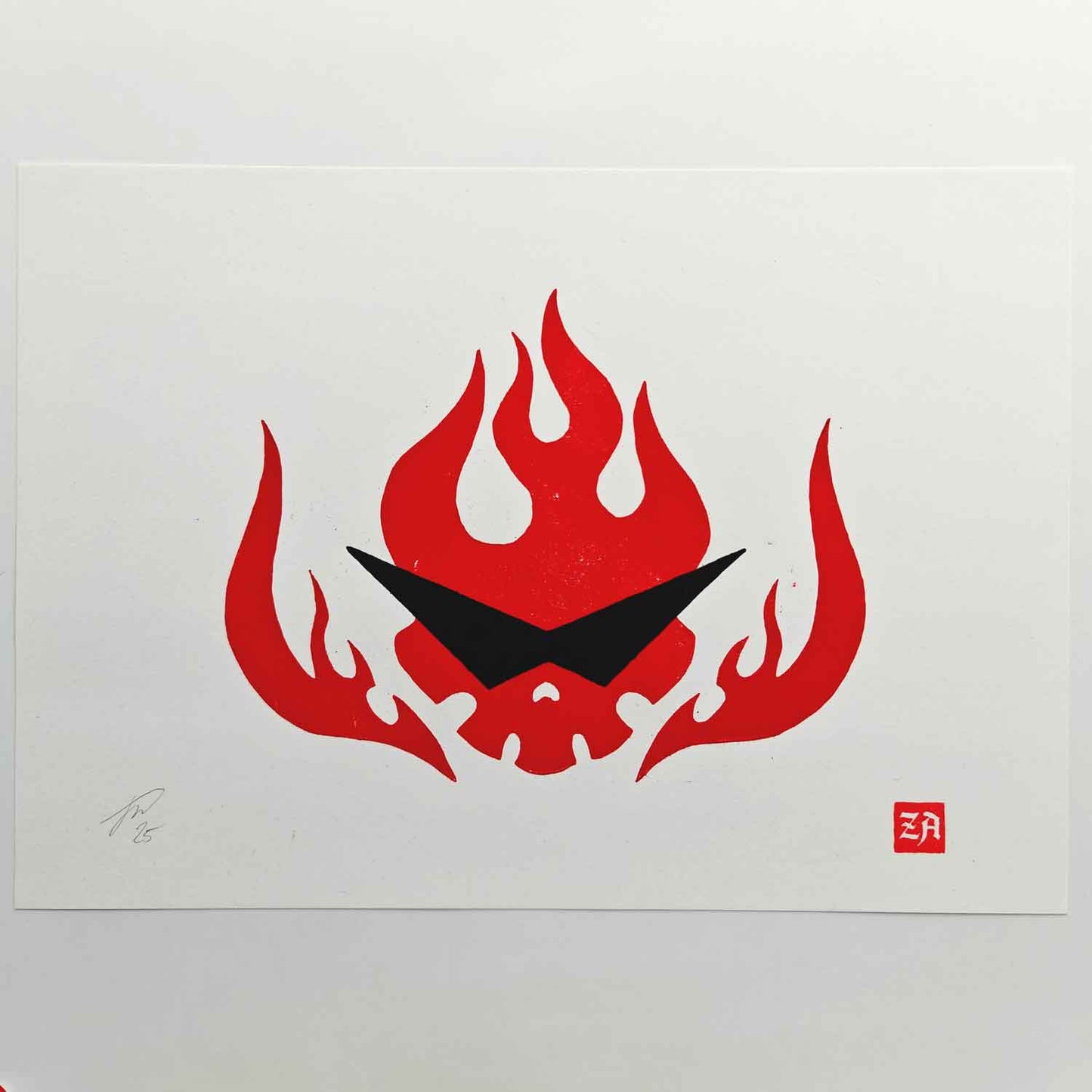 Gurren Lagann Team Dai-Gurren Logo - woodcut print