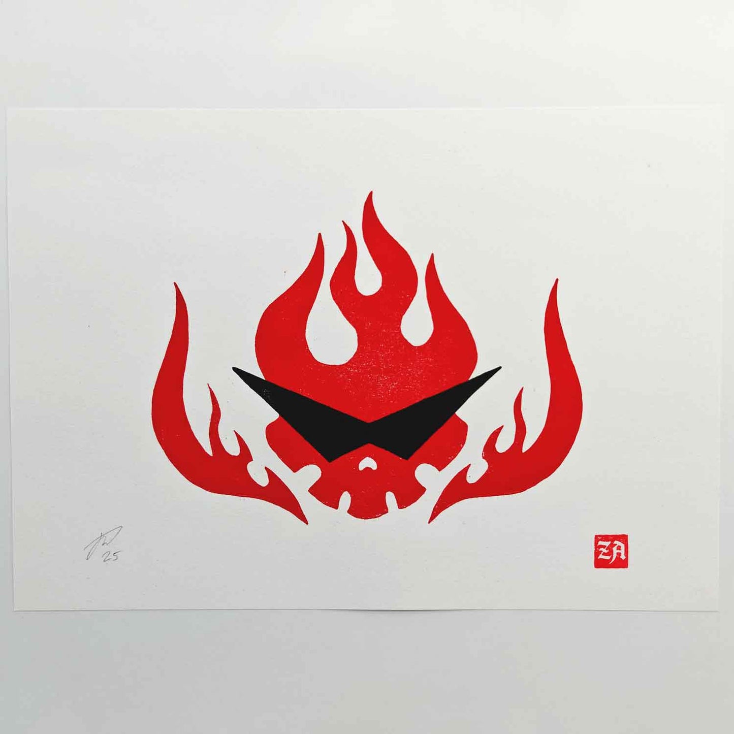 Gurren Lagann Team Dai-Gurren Logo - woodcut print