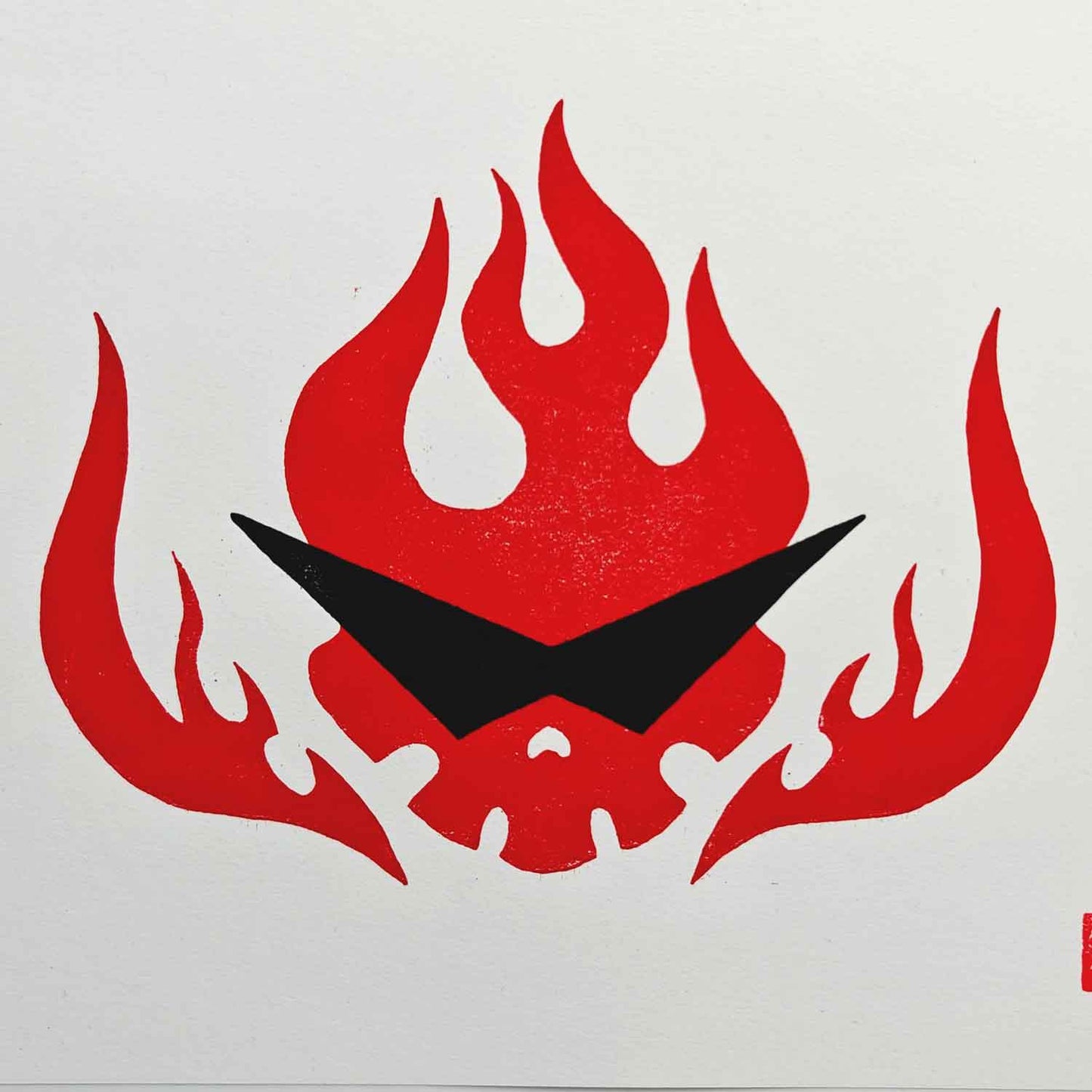 Gurren Lagann Team Dai-Gurren Logo - woodcut print