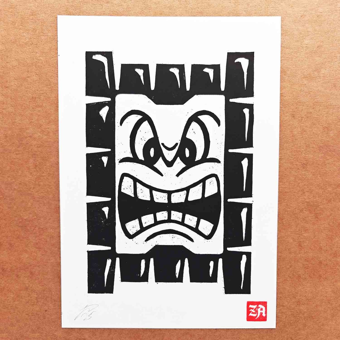 Thwomp - woodcut print