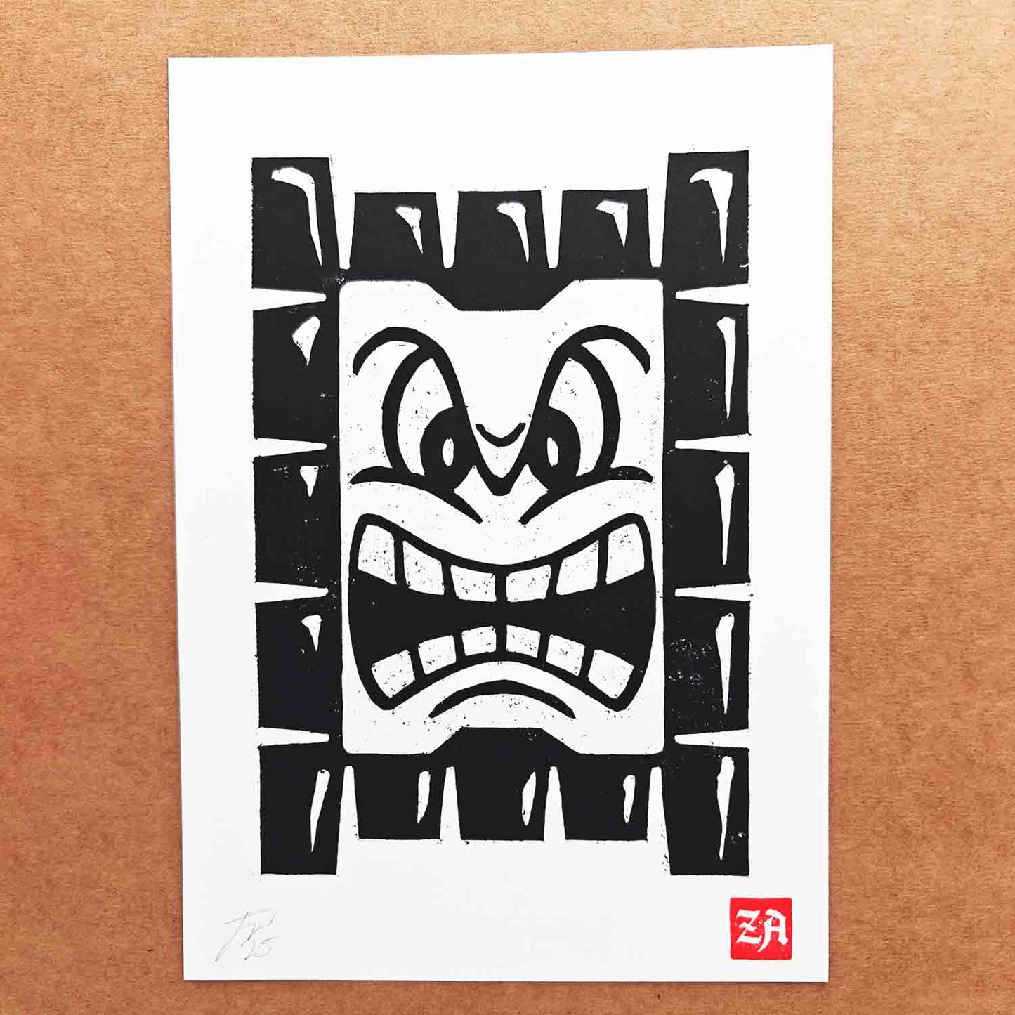 Thwomp - woodcut print