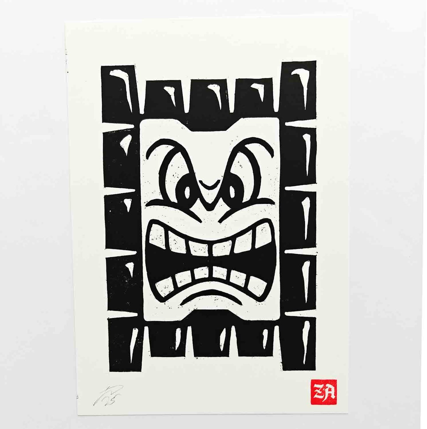 Thwomp - woodcut print