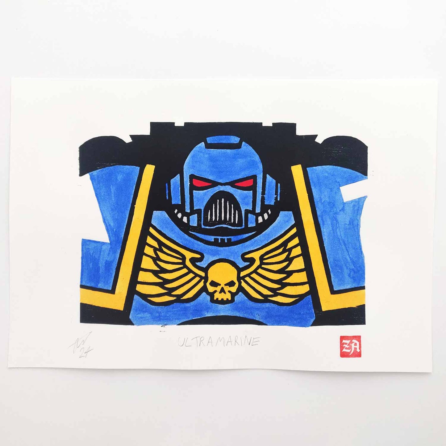 Space Marine - woodcut print