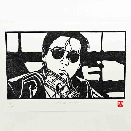 A Better Tomorrow - woodcut print