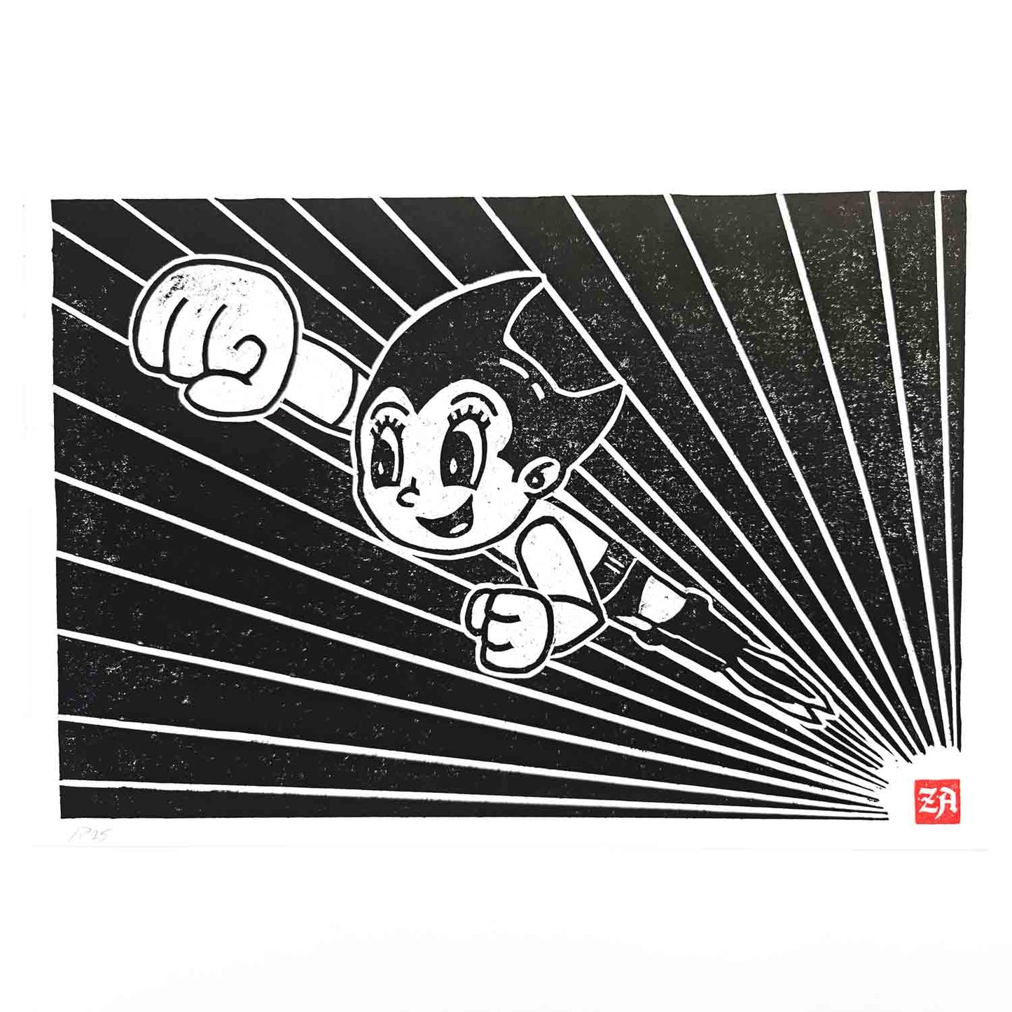 Astro Boy - woodcut print
